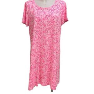 Lilly Pulitzer Cody Splash of Pink  Tee Shirt Dress M Pima Cotton BEAUTIFUL M